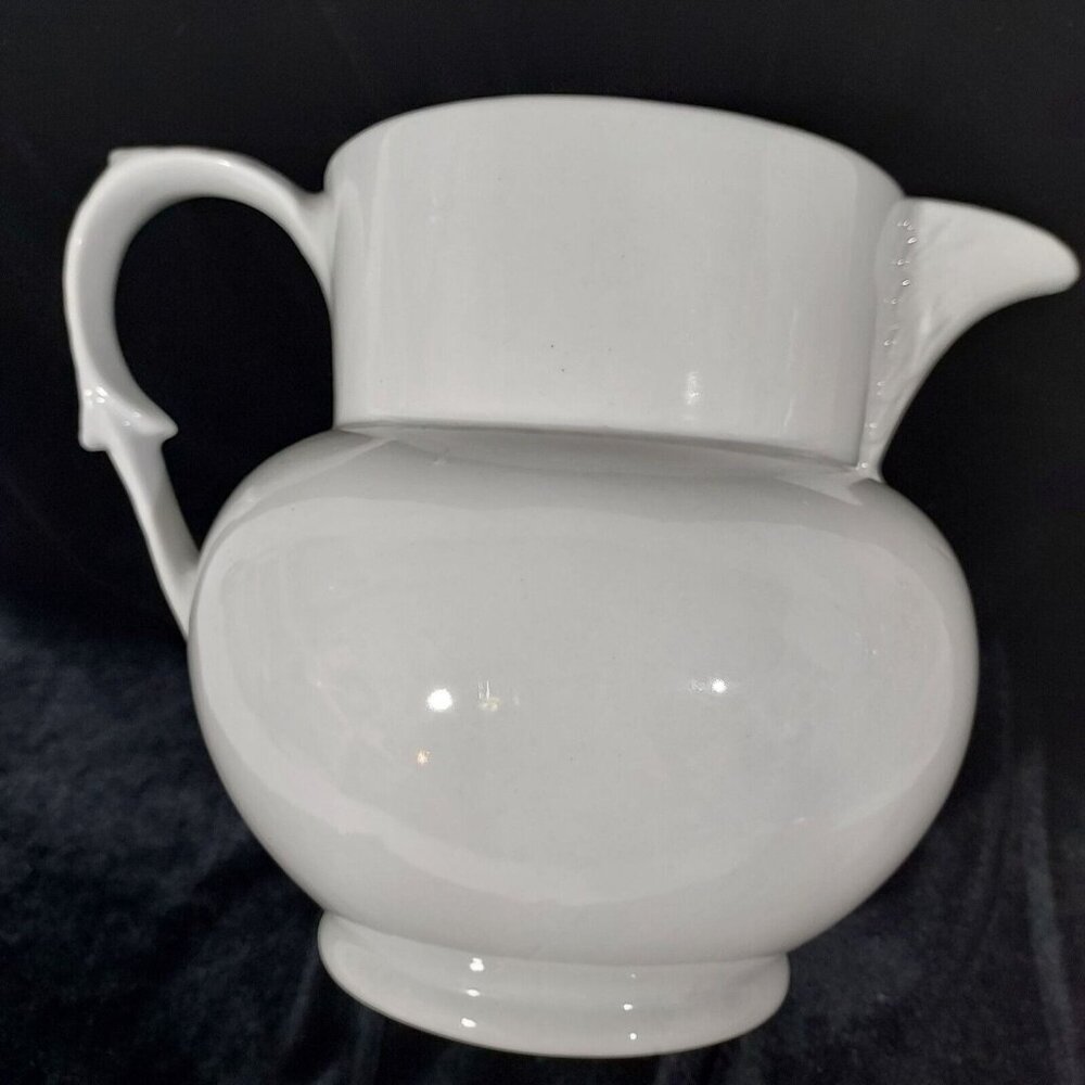 Ironstone Pitcher Made In Brazil Feather Spout Unique Potbelly and Handle